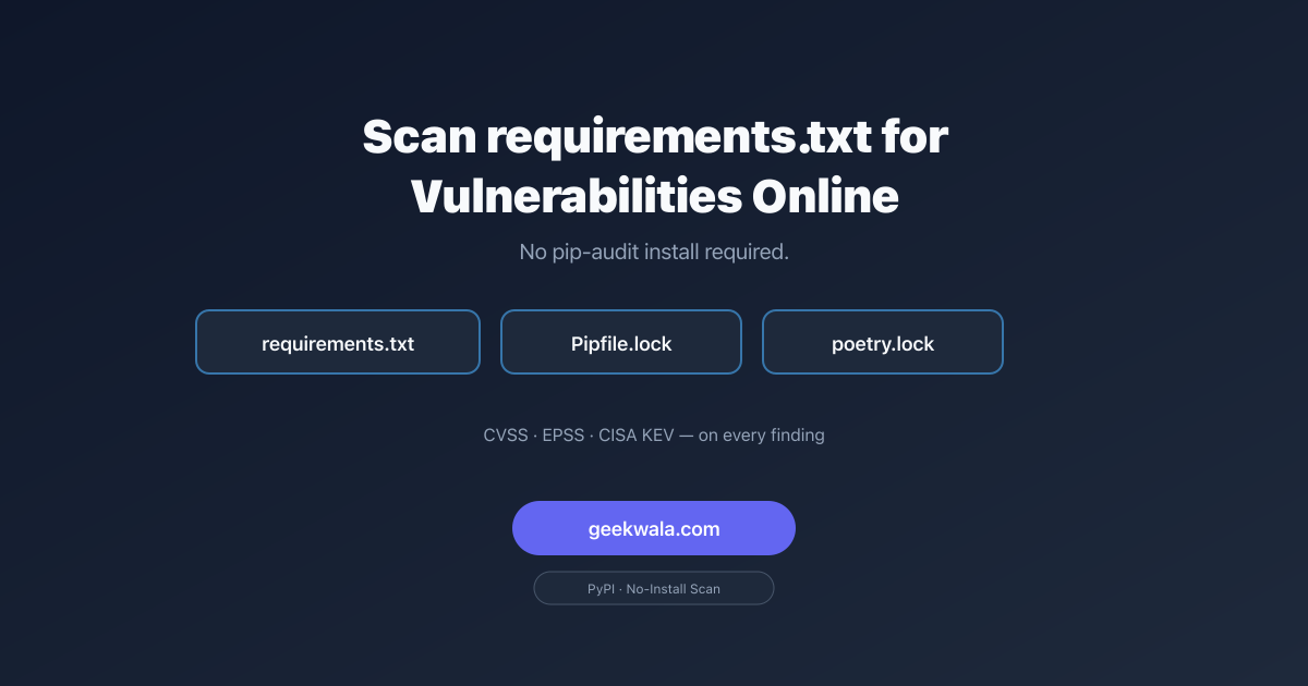 Scan requirements.txt for Vulnerabilities Online